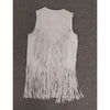 CR191 Cripple Creek Women's Studded Fringe Microsuede Vest - Beige