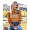 CTK7485007 Cruel Girl Women's Long Sleeve Mesh Top - Gold