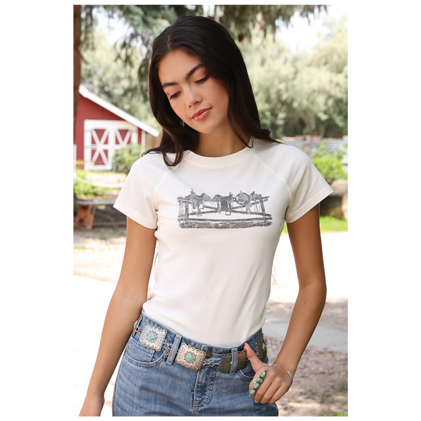 CTK7539002 Cruel Girl Women's Short Sleeve Graphic Tee - White