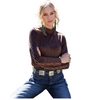 CTK7549001 Cruel Girl Women's Faux Suede Long Sleeve Top - Brown