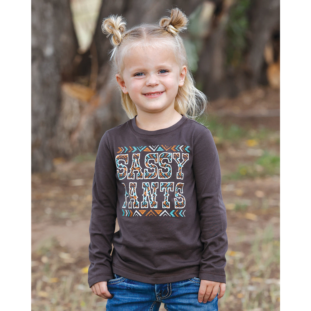 CTK8860009 Cruel Girl Toddler Girls' "Sassy Pants" Long Sleeve Shirt - Brown