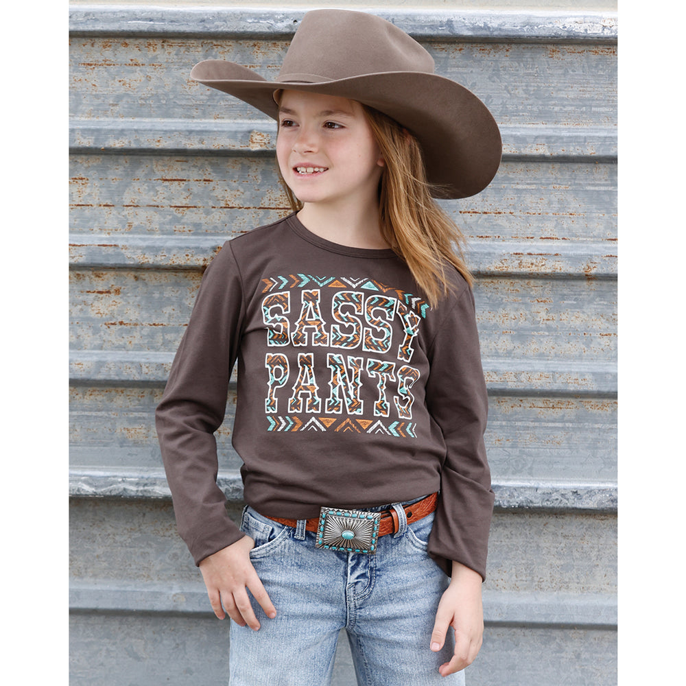 CTK8990011 Cruel Girl Girls' "Sassy Pants" Long Sleeve Tee - Brown