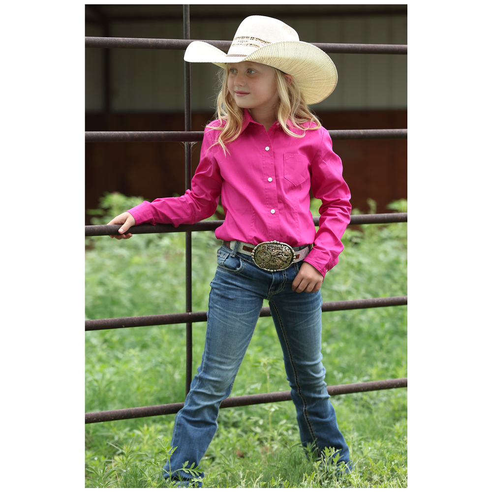 CTW3120003 Cruel Girl Girls' Long Sleeve Western Button Up Shirt - Pink
