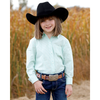 CTW3120005 Cruel Girls' Long Sleeve Stripe Western Button Up Shirt - Turquoise