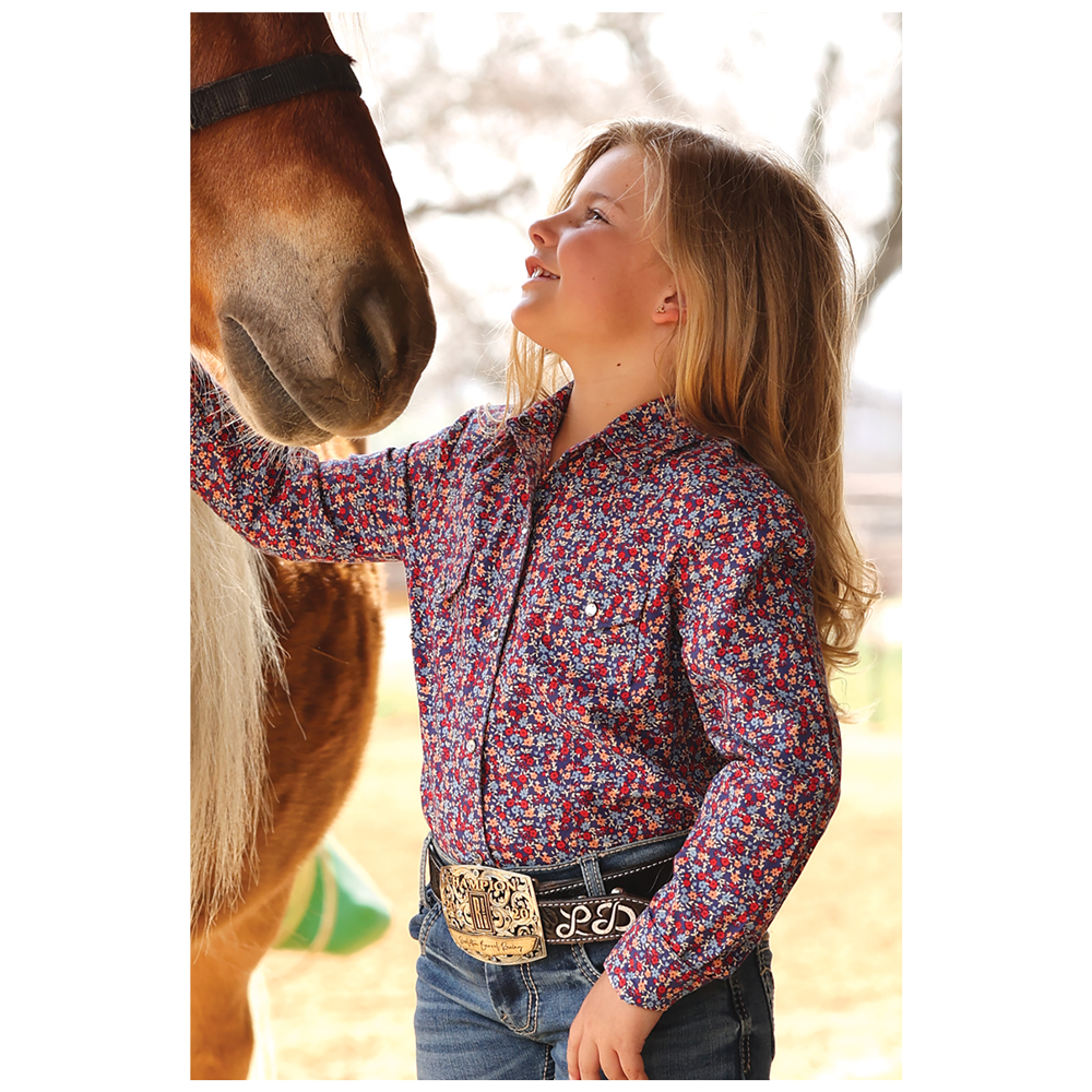 CTW3230054 Cruel Girl Girls' Long Sleeve Western Snap Shirt - Blue
