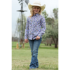 CTW3230055 Cruel Girl Girls' Long Sleeve Western Snap Shirt - Lilac Print