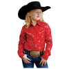 CTW3370033 Cruel Girls' Long Sleeve Western Snap Shirt - Red