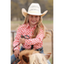 CTW3371001 Cruel Girl Girls' Long Sleeve Western Snap Shirt - Coral Checkered Print