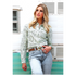 CTW7245014 Cruel Girl Women's Bandana Print Girlfriend Fit Western Snap Shirt- Mint