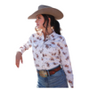 CTW7245016 Cruel Girl Women's Long Sleeve Western Snap Shirt - Cream Rodeo Print