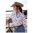 CTW7245016 Cruel Girl Women's Long Sleeve Western Snap Shirt - Cream Rodeo Print