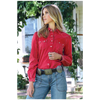 CTW7383011 Cruel Girl Women's Girlfriend Fit Long Sleeve Western Snap Shirt - Red