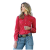 CTW7383011 Cruel Girl Women's Girlfriend Fit Long Sleeve Western Snap Shirt - Red