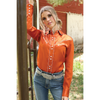 CTW7466010 Cruel Girl Women's Long Sleeve Satin Western Snap Shirt - Copper