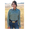 CTW7501002 Cruel Girl Women's Long Sleeve Western Embroidered Snap Shirt - Green