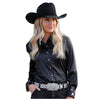 CTW7529001 Cruel Girl Women's Long Sleeve Satin Western Snap Shirt - Black