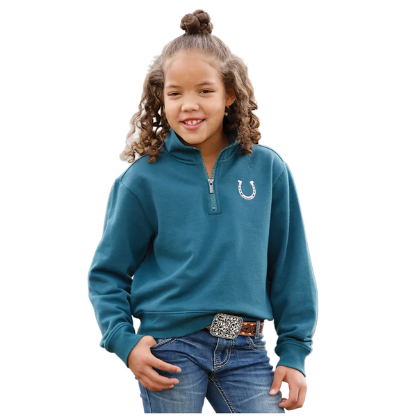 CWK8023001 Cruel Girl Girls' Long Sleeve 1/2 Zip Pullover - Teal