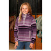 CWK8250010 Cruel Girl Girl's Purple Stripe Long Sleeve 1/4 Snap Fleece Pullover