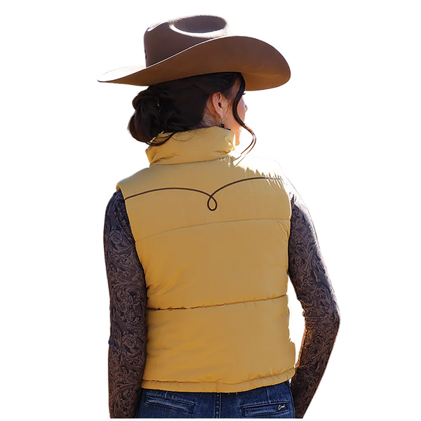CWV7457001 Cruel Girl Women's Cropped Puffer Vest - Gold