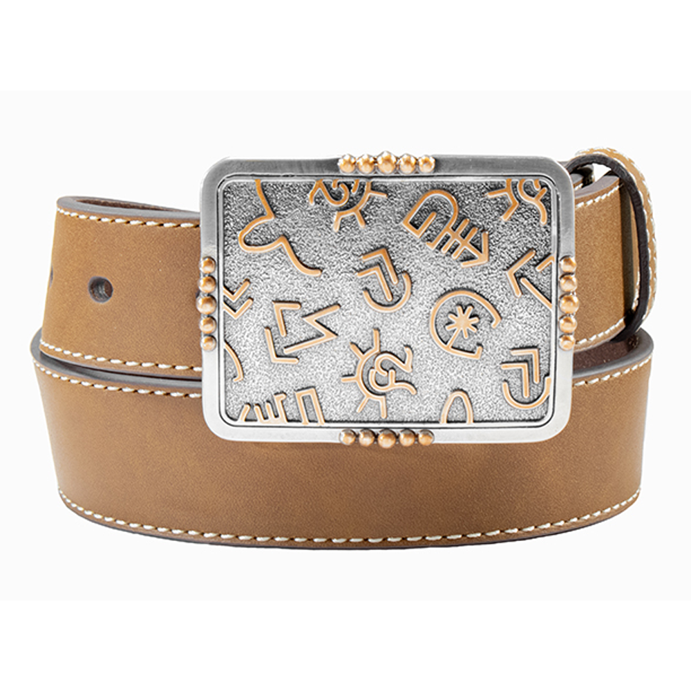 D130005202 Angel Ranch Girl's Smooth Leather Belt with Branded Buckle - Brown