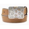 D130005202 Angel Ranch Girl's Smooth Leather Belt with Branded Buckle - Brown