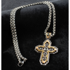 D47021 Silver Strike Men's 24" Gold Silver Cross Necklace