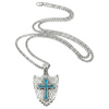 D47023 Silver Strike Men's 24" Arrow Head Turquoise Cross Necklace