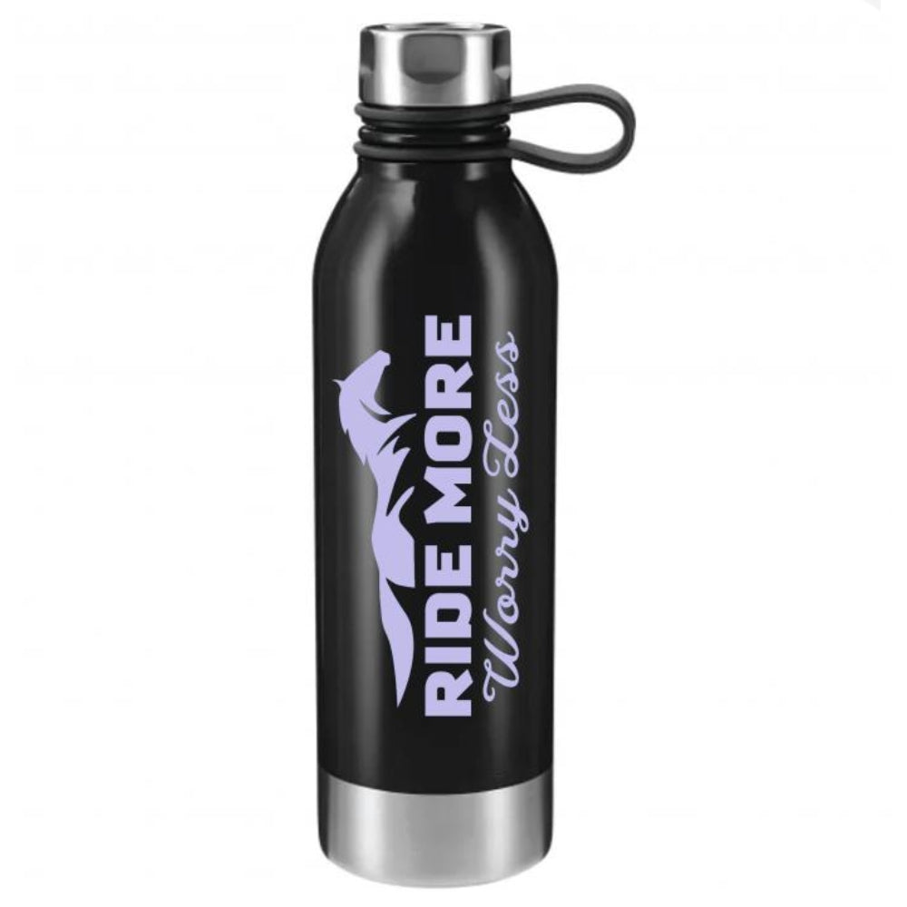 D555 Ride More Worry Less Sports Bottle - Black