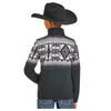 DB91C06185 Panhandle Slim Boy's Border Print Fleece Pullover - Black