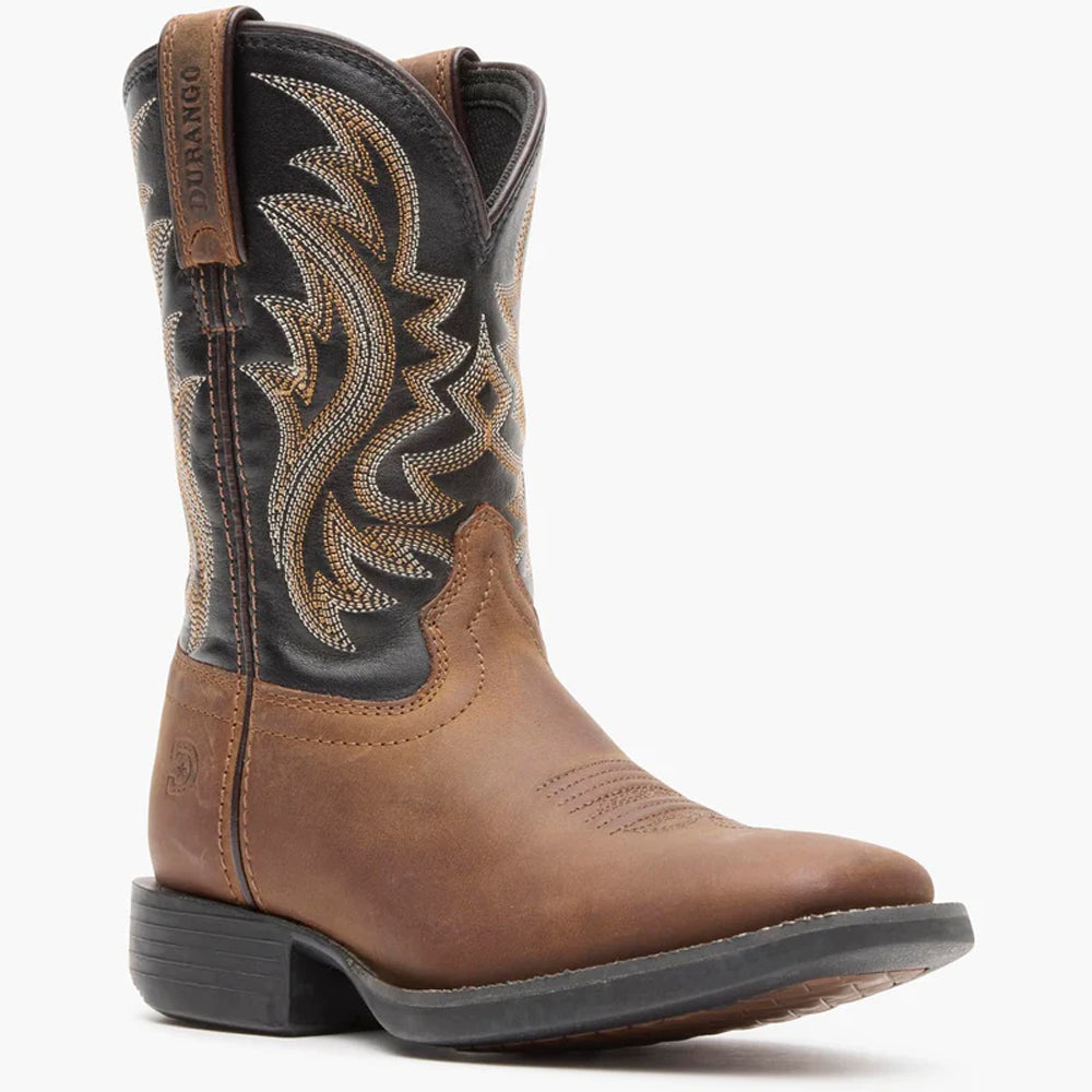 DBT0252Y Durango Youth Shyloh Square Toe Cowboy Boot - Brown / Black