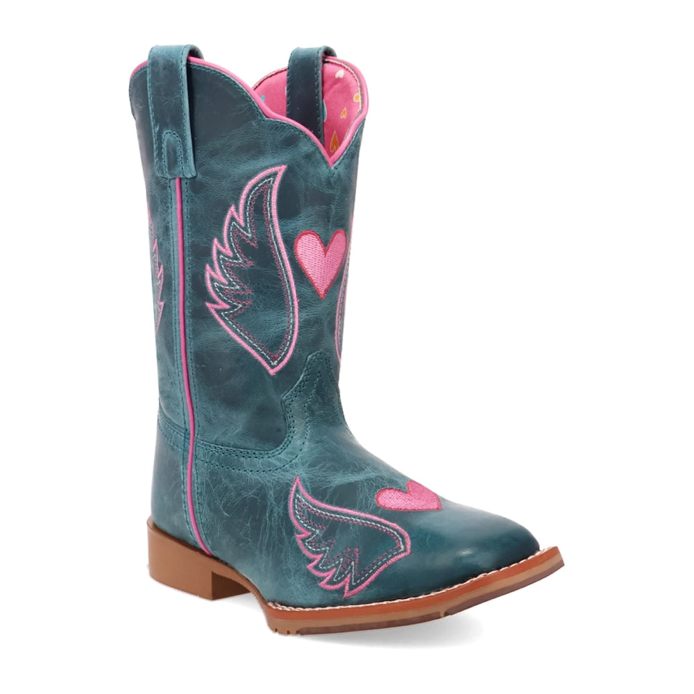 DPC4024 Dan Post Children's Sweet Caroline Square Toe Cowboy Boot - Turquoise / Pink