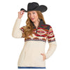 DW91C06863 Panhandle Slim Powder River Women's Border Print Berber Fleece Pullover - Black