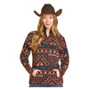 DW91C06864 Panhandle Slim Powder River Women's Aztec Berber 1/4 Zip Pullover - Chocolate