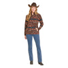 DW91C06864 Panhandle Slim Powder River Women's Aztec Berber 1/4 Zip Pullover - Chocolate