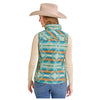 DW98C06848 Panhandle Slim Powder River Outfitters Women's Aztec Reversible Quilted Vest - Turquoise
