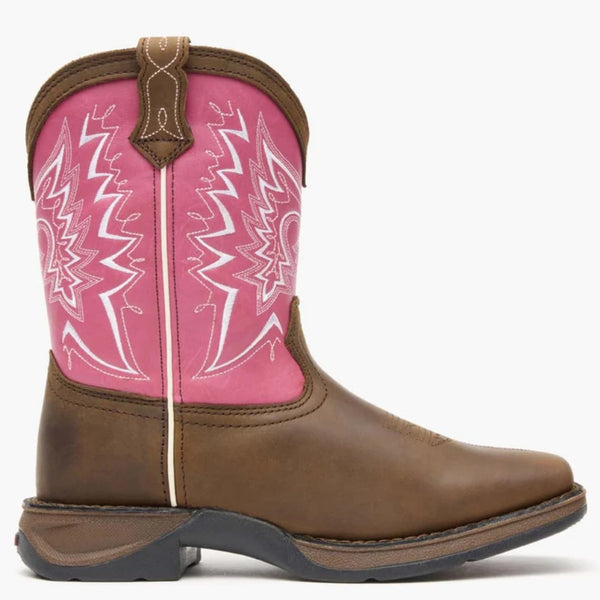 DWBT094 Durango Youth Let Love Fly Square Toe Western Boot - Brown & Pink