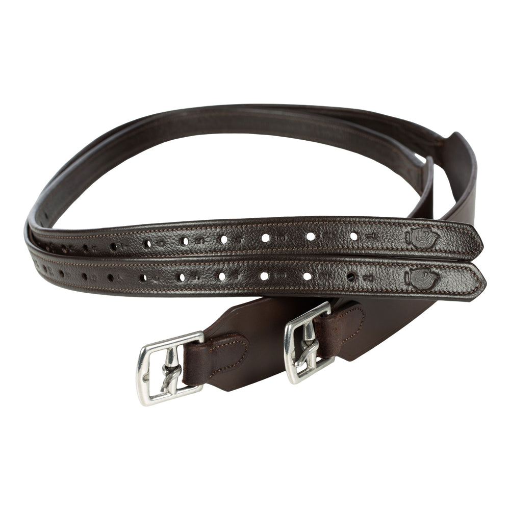 E16005-CBR Equinavia Saga Secure Fit English Stirrup Leathers - Chocolate Brown