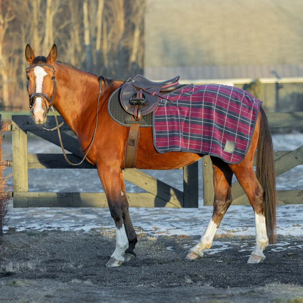 E24067-BU/NV Equinavia Norse Fleece Exercise Quarter Sheet - Burgundy Navy Plaid