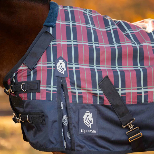 E24077-NV/BU Equinavia Norse Pony Mid Weight Turnout Blanket 200g - Navy / Burgundy