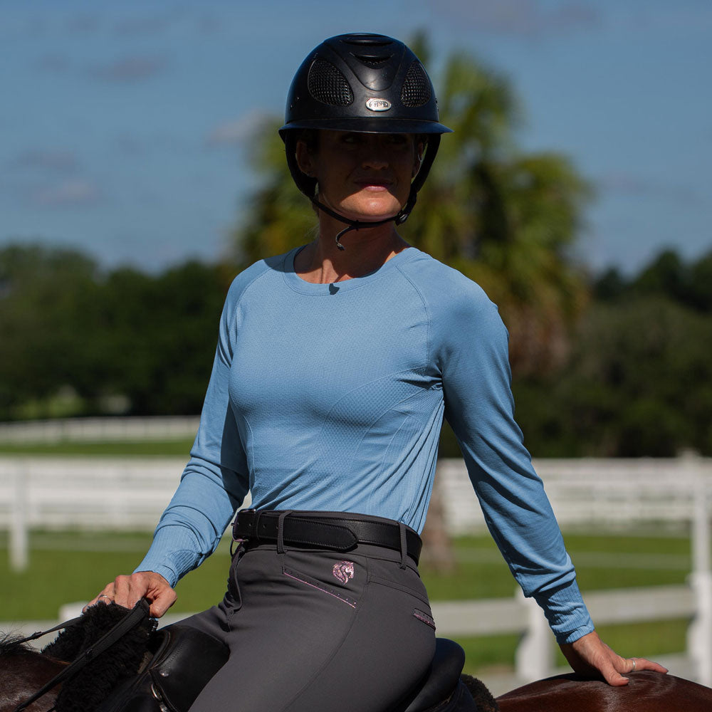E32017-FB Equinavia Elin Womens Seamless Long Sleeve Top - Forever Blue