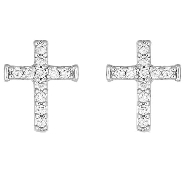 ER1510 Montana Silversmiths Quiet Faith Tiny Crystal Cross Earrings