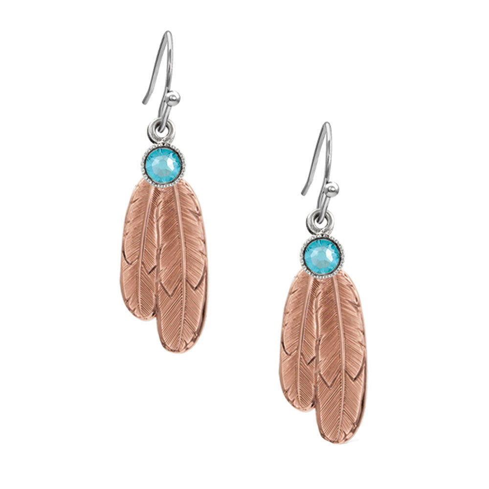 ER3712RG Montana Silversmiths Gift of Rose Gold Freedom Feather Earrings