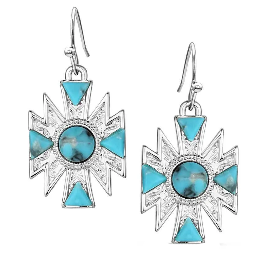 ER6603 Montana Silversmiths Southwestern Sun Turquoise Earrings