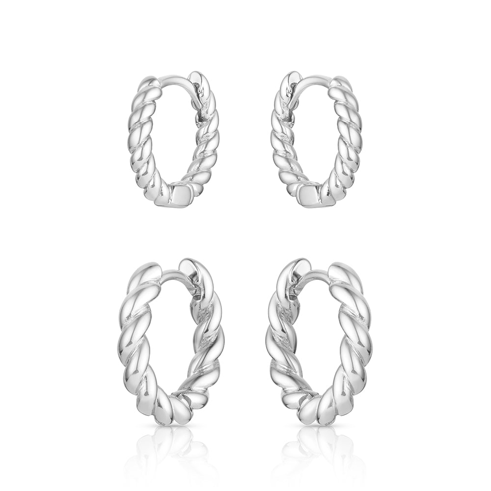 ER6613 Montana Silversmiths Twisted Up Hoop Earring Set