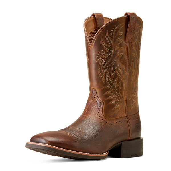 10016291 Ariat Mens Sport Wide Square Toe Western Cowboy Boot - Fiddle Brown