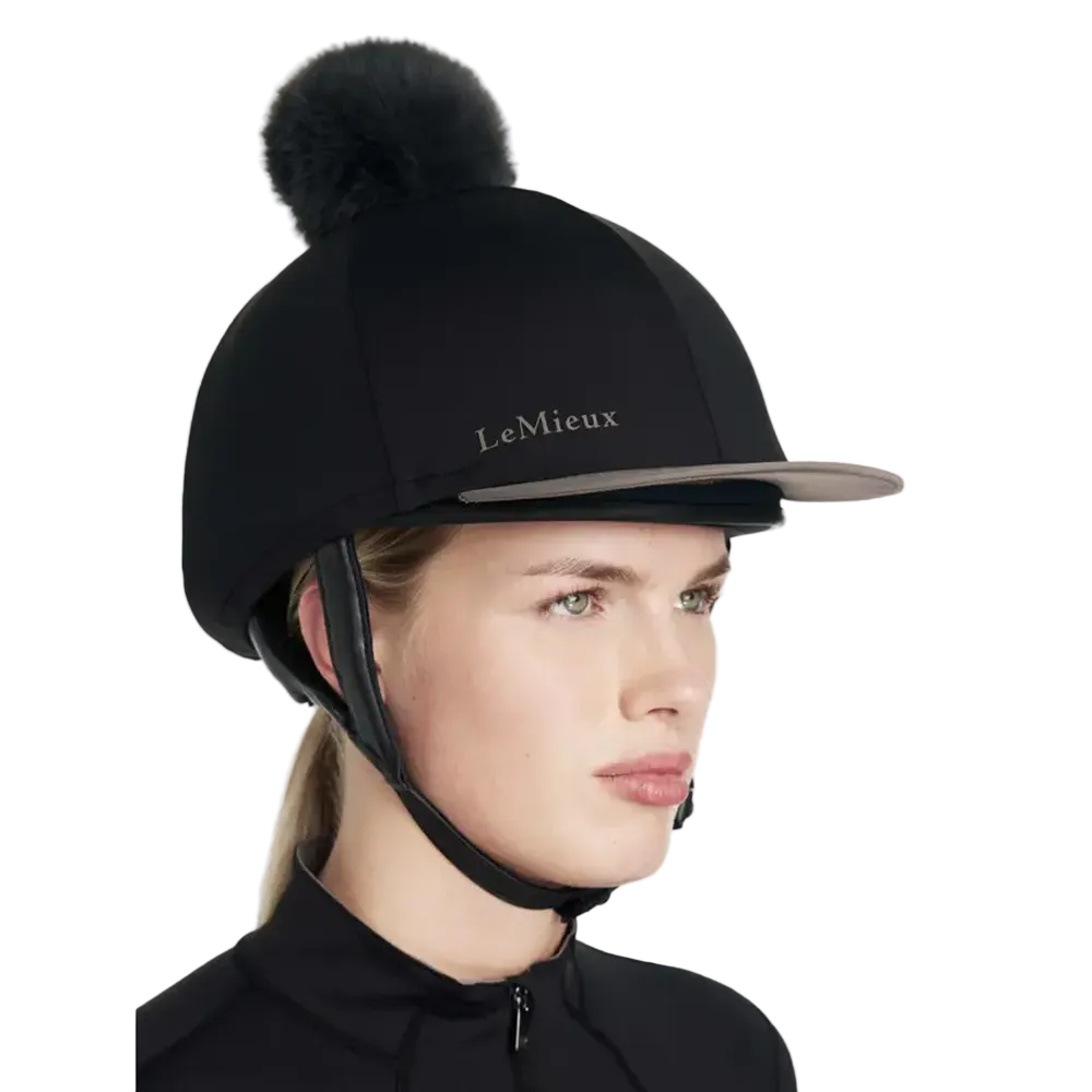 IT06781 LeMieux Classique Pom Hat Silk Helmet Cover - Black
