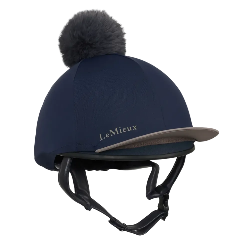 IT06785 LeMieux Classique Pom Hat Silk Helmet Cover - Navy