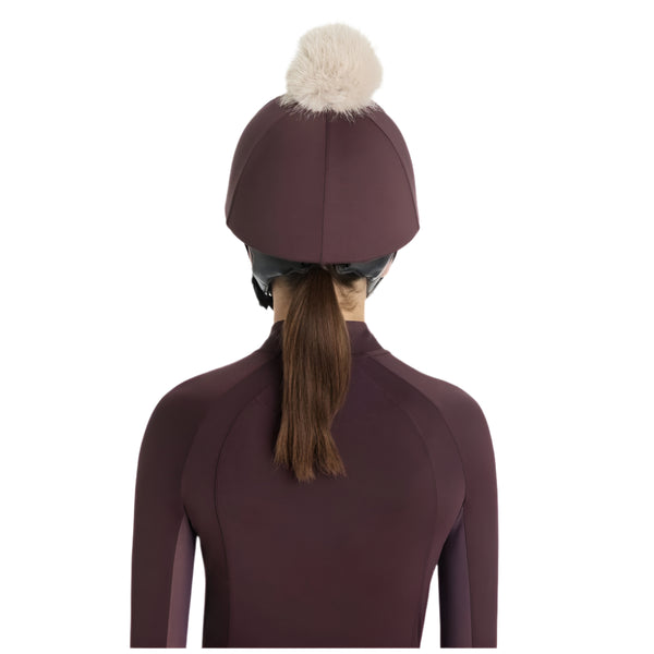 IT07229 LeMieux Classique Pom Hat Silk Helmet Cover - Damson