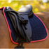 IT08145 LeMieux Suede Square Dressage Pad - Navy / Cranberry