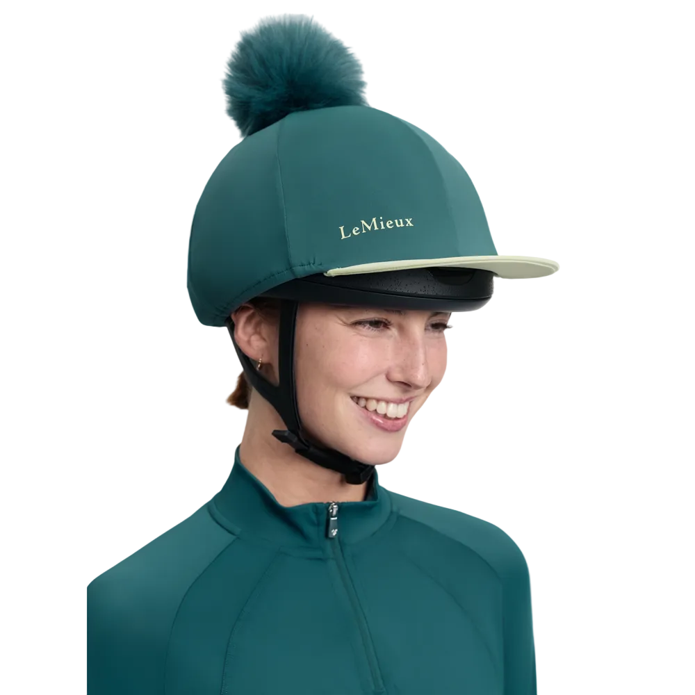 IT08521 LeMieux Classique Pom Hat Silk Helmet Cover - Jungle